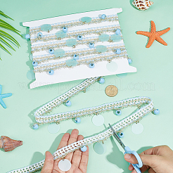 1 Skein Polyester Thread & Plastic Pendants Beaded Trim Ribbon&nbsp;OCOR-PH0007-75A