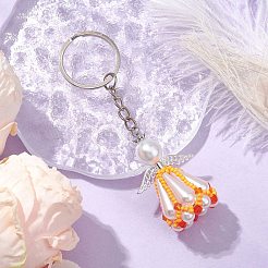 Glass Seed Bead with Acrylic Angel Keychain&nbsp;KEYC-MZ00026-02