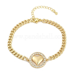 Brass Micro Pave Clear Cubic Zirconia Link Bracelets&nbsp;LS-BJEW-M050-03G-02
