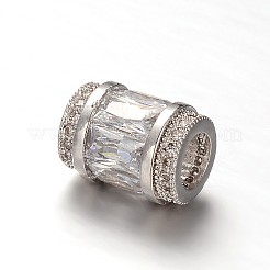 Column Brass Micro Pave Cubic Zirconia Large Hole European Beads&nbsp;ZIRC-M084-01