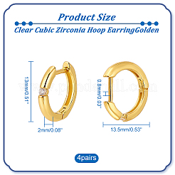 4 Pairs Clear Cubic Zirconia Hoop Earring&nbsp;EJEW-NB0001-11G
