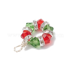 2Pcs 2 Colors Imitation Austrian Crystal K9 Glass & Brass Crystal Rhinestone Beaded Hexagon Pendants&nbsp;PALLOY-JF04344