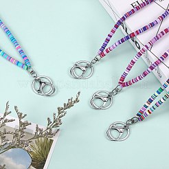 4Pcs 4 Colors Handmade Polymer Clay Bead Name Card Lanyard&nbsp;NJEW-SW00041