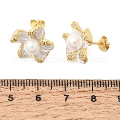 Brass Micro Pave Cubic Zirconia Enamel Stud Earrings&nbsp;CU-CBABA66-12A-G