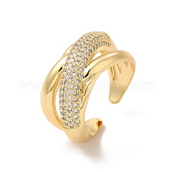 Cubic Zirconia Criss Cross Open Cuff Ring&nbsp;RJEW-A015-02G