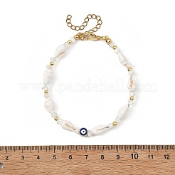 Natural Sea Shell Shell & Trochid & Alloy Enamel Beaded Bracelets for Women&nbsp;BJEW-JB14067