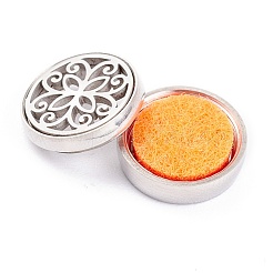 304 Stainless Steel Magnetic Diffuser Locket Aromatherapy Essential Oil Buckle&nbsp;AJEW-M027-03P