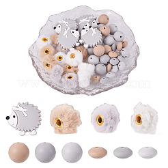 Silicone Focal Beads and Velvet Imitation Fur European Beads&nbsp;DIY-TA0013-50