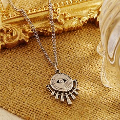 Stainless Steel Eye Pendant Necklaces with Cubic Zirconia for Women&nbsp;QV4000-2