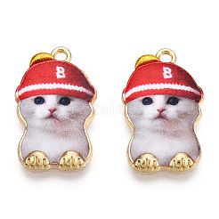 Printed Light Gold Tone Alloy Pendants&nbsp;LS-ENAM-N056-208F