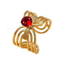 Hollow Out 201 Stainless Steel with Rhinestone Cuff Rings&nbsp;FS-WG5D8C0-02
