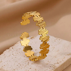 Real 18K Gold Plated 304 Stainless Steel Cuff Bangles&nbsp;BJEW-L695-001G-03