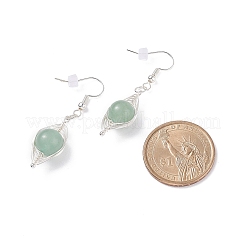 Round Natural Stone Braided Dangle Earrings&nbsp;EJEW-JE04844