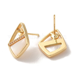 Golden Brass Micro Pave Cubic Zirconia Stud Earring Findings&nbsp;LS-KK-P253-04A-G