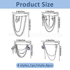 4Pcs 4 Styles Star Alloy Safety Pin&nbsp;JEWB-FH0002-74