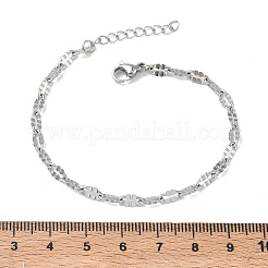 304 Stainless Steel Dapped Chains Bracelets for Women&nbsp;BJEW-D466-08A-P