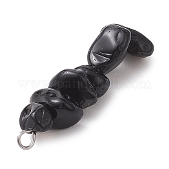 Gradient Color Natural Smoky Quartz & Natural Obsidian & Natural Labradorite Chip Beaded Pendants&nbsp;PALLOY-JF02791-07