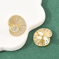 Brass Micro Pave Clear Cubic Zirconia Stud Earrings&nbsp;LS-EJEW-A151-02A-G