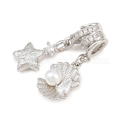 Brass Micro Pave Clear Cubic Zirconia Dangle Beads&nbsp;CU-CBAF1EE-08P