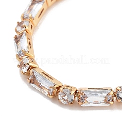 Brass Pave Clear Cubic Zirconia Rectangle & Flat Round Slider Bracelets&nbsp;BJEW-YWC0002-01G