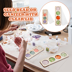 2Pcs 2 Styles 4/8 Slots Rectangle Wood Beads Display Case with Magnetic Lid&nbsp;ODIS-PH0001-73