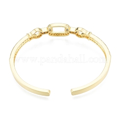 Cubic Zirconia Oval & Fish Open Cuff Bangle&nbsp;BJEW-G651-06G-02