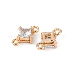 Brass Pave Glass Rhombus Links Connector Charms&nbsp;GLAA-Q088-001E