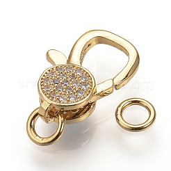 Brass Micro Pave Cubic Zirconia Lobster Claw Clasps&nbsp;ZIRC-S058-21G
