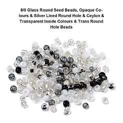 8 Style 8/0 Glass Round Seed Beads&nbsp;SEED-YW0001-38B