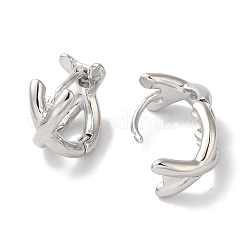 Crossing Double Band Brass Hoop Earrings for Women&nbsp;EJEW-U008-06P