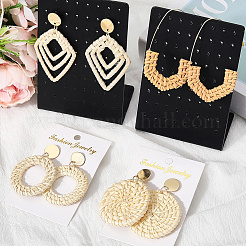 4 Pairs 4 Styles Rattan Dangle Stud Earrings&nbsp;EJEW-SP0001-16B