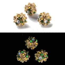 Luminous Polymer Clay Rhinestone Floral Ball Beads&nbsp;CLAY-U002-01
