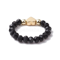 Glass & Brass Beaded Stretch Rings for Women&nbsp;RJEW-JR00858-01