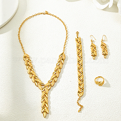 Leaf Alloy Bracelets & Earrings & Necklaces & Rings Sets for Women&nbsp;NA9773