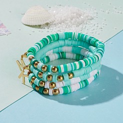 4Pcs 4 Styles Polymer Clay Heishi Beads Stretch Bracelets Sets&nbsp;BJEW-JB05910