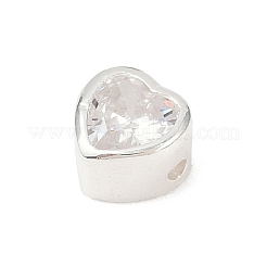 925 Sterling Silver Cubic Zirconia Heart Beads&nbsp;STER-F060-03S-01