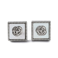 6 Pair 2 Color Square & Flower Natural Shell Stud Earrings&nbsp;EJEW-A024-09