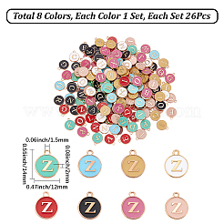 8 Bags 8 Colors Initial Letter A~Z Alphabet Enamel Charms&nbsp;ENAM-BM0001-11