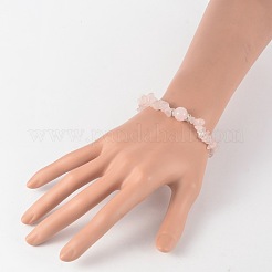 Chips Natural Rose Quartz Beaded Stretch Bracelets&nbsp;BJEW-JB02131-01