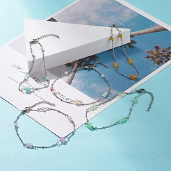 Natural Dyed White Jade & Malaysia Jade Anklets for Women&nbsp;AJEW-AN00476