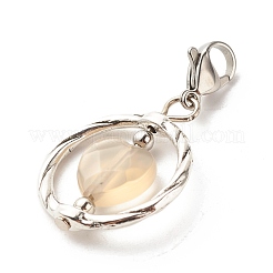 Alloy Linking Rings & Heart Natural Grey Agate Pendant Decorations&nbsp;HJEW-JM00604-01