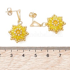 Valentine's Day Flower Natural & Dyed Malaysia Jade Dangle Stud Earrings&nbsp;EJEW-MZ00716-02