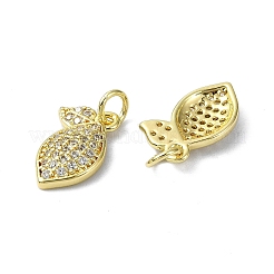 Rack Plating Brass Micro Pave Clear Cubic Zirconia Pendants&nbsp;KK-R157-08G