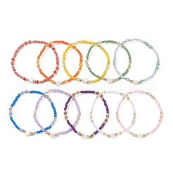 10Pcs Glass Seed Beads & Glass & Natural Trochid Shell Beaded Stretch Bracelets for Women&nbsp;BJEW-MZ00272