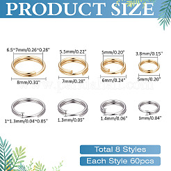 480Pcs 8 Styles 304 Stainless Steel Split Rings&nbsp;STAS-ME0002-62