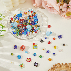 170Pcs 7 Styles Handmade Millefiori Glass Beads&nbsp;LK-PA0001-01
