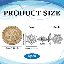 6Pcs 1-Hole Brass Pave Clear Cubic Zirconia Buttons&nbsp;BUTT-FG0001-54P
