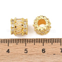Column Brass Micro Pave Clear Cubic Zirconia European Beads&nbsp;KK-C142-09G