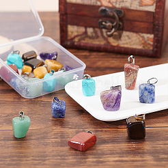 21 Pcs 7 Colors Red Rainbow Jasper & Topaz Jade & Tiger Eye & Green Aventurine & Blue Spot Stone & Amethyst & Turquoise Pendants&nbsp;G-SC0002-18P