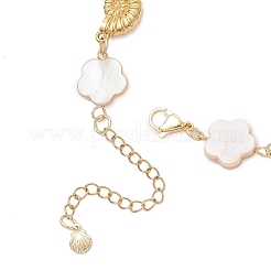 Natural Freshwater Shell Beads & Shell Shape 304 Stainless Steel Connector Charms Link Bracelets for Women&nbsp;BJEW-JB12216-03